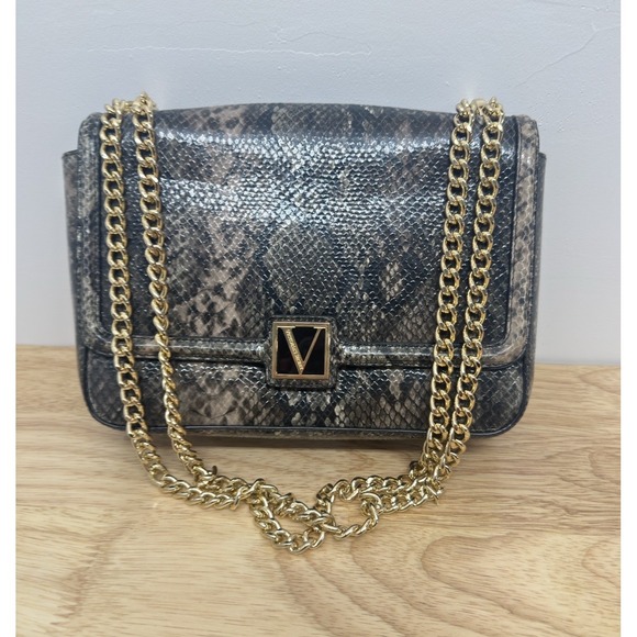 Victoria Secret Snakeskin Purse Gold‎ Chain Python Crossbody Shoulder Bag #50 - Picture 1 of 10